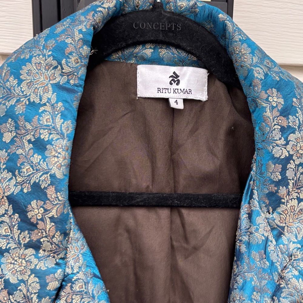 Ritu Kumar Multicolor Patchwork Embroidered Trench Boho Coat Jacket-4 - Picture 4 of 15